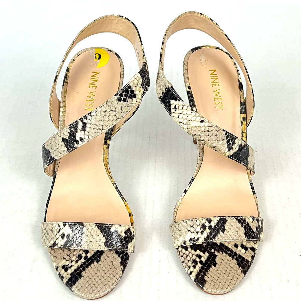 Nine West Adorbs Snakeskin Print Strappy Heels - Size 9 - Picture 2 of 9